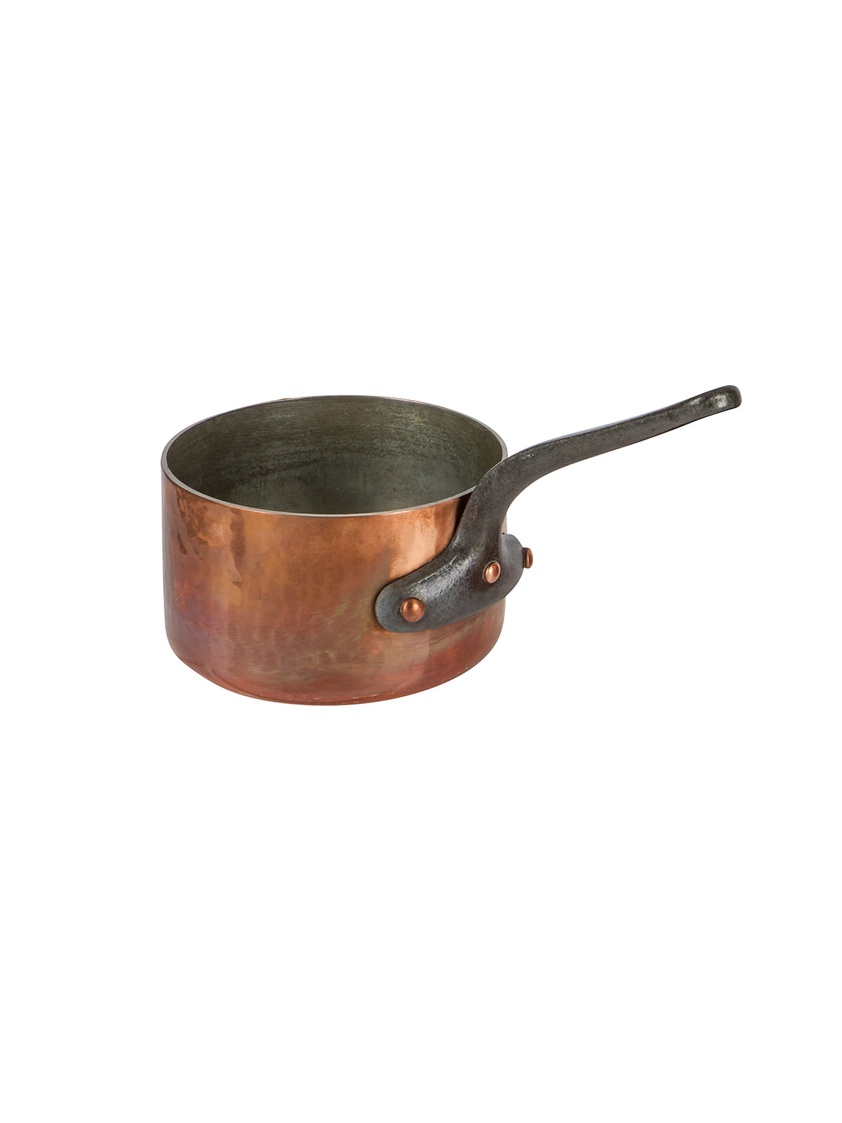 Vintage 1900 French Set of Five Copper Sauce Pans Three Weston Table