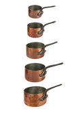 Vintage 1900 French Set of Five Copper Sauce Pans Weston Table