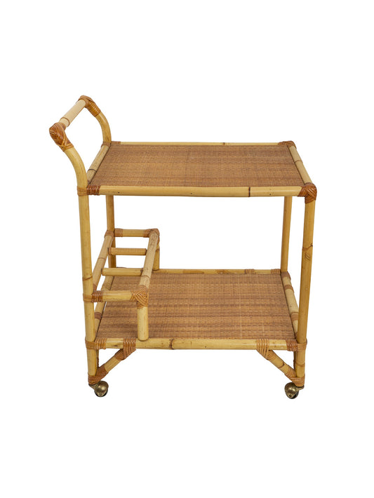 Vintage 1900 French Two Tier Bamboo Bar Cart Weston Table