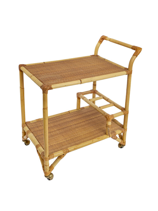 Vintage 1900 French Two Tier Bamboo Bar Cart Weston Table