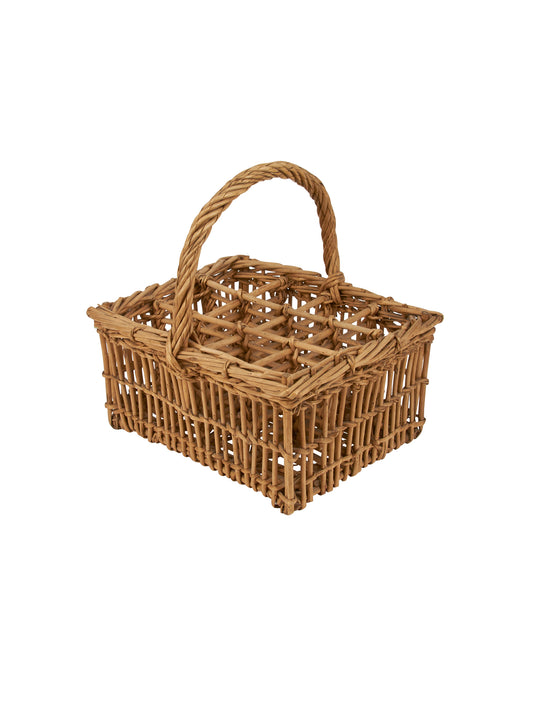 Vintage 1900 French Wicker Small Bottle Basket Weston Table