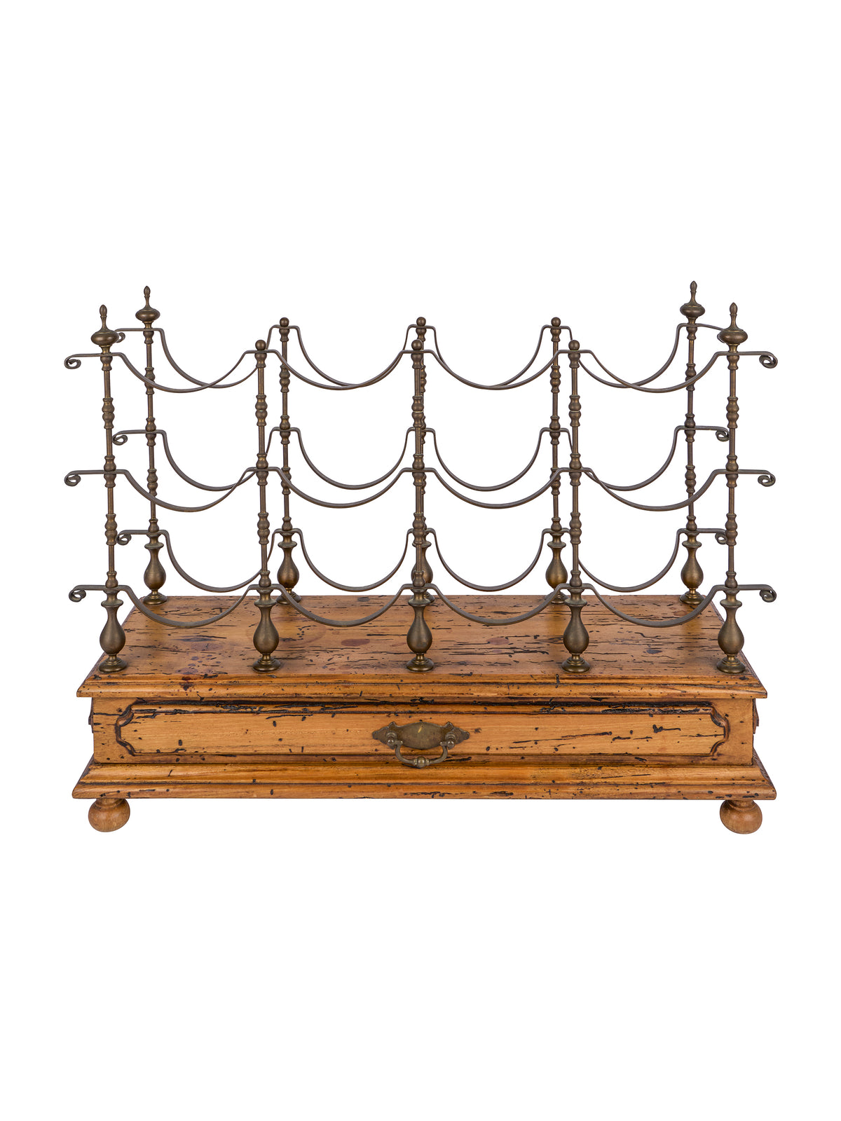 Vintage 1900 French Wine Rack with Wood Base | Furniture | Weston Table