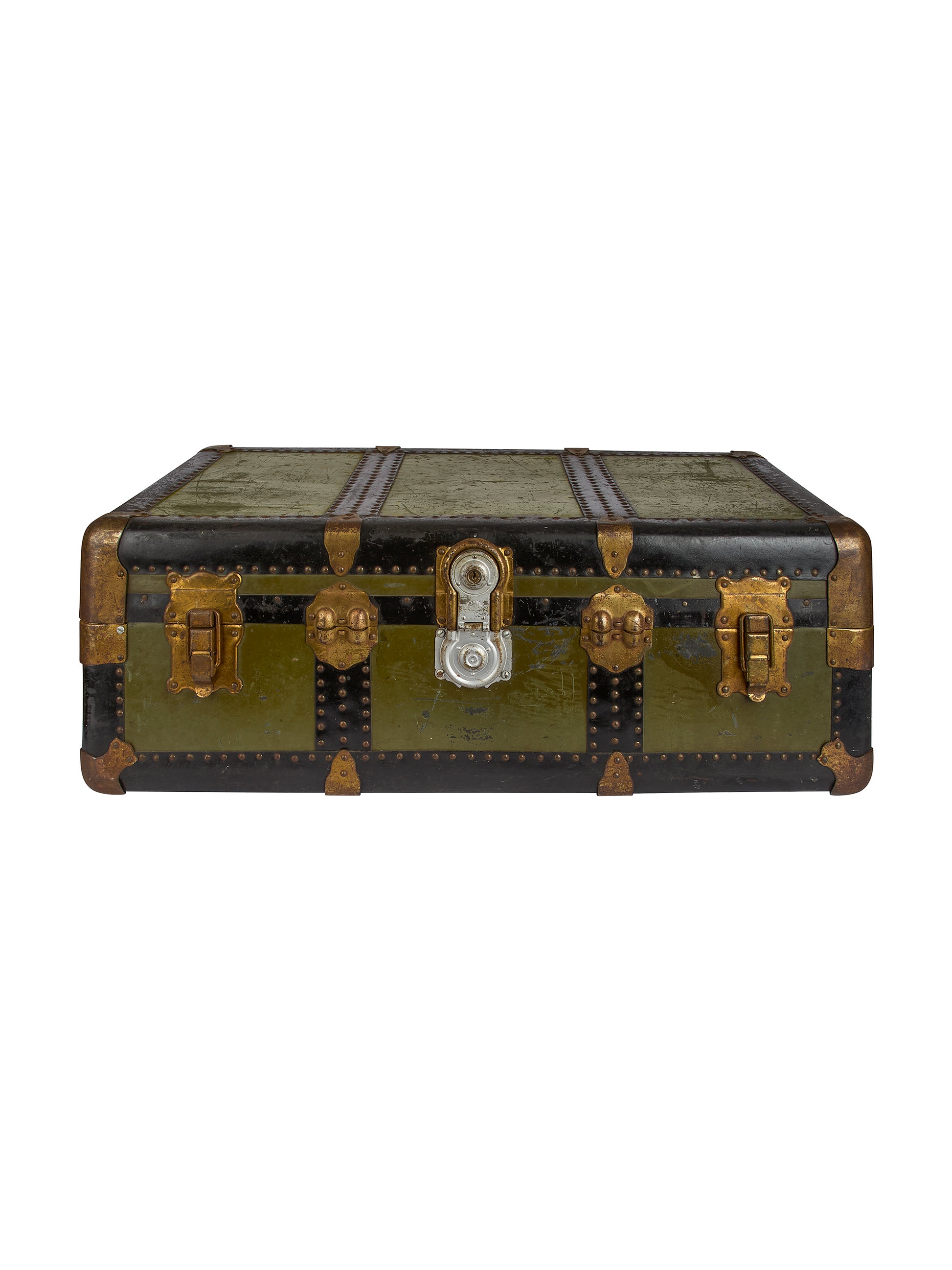 Vintage 1900 Green Travel Trunk Weston Table