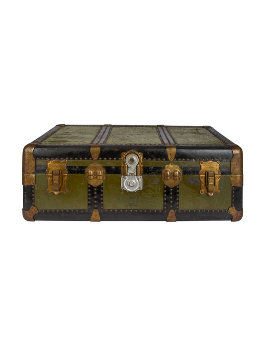 Vintage 1900 Green Travel Trunk Weston Table