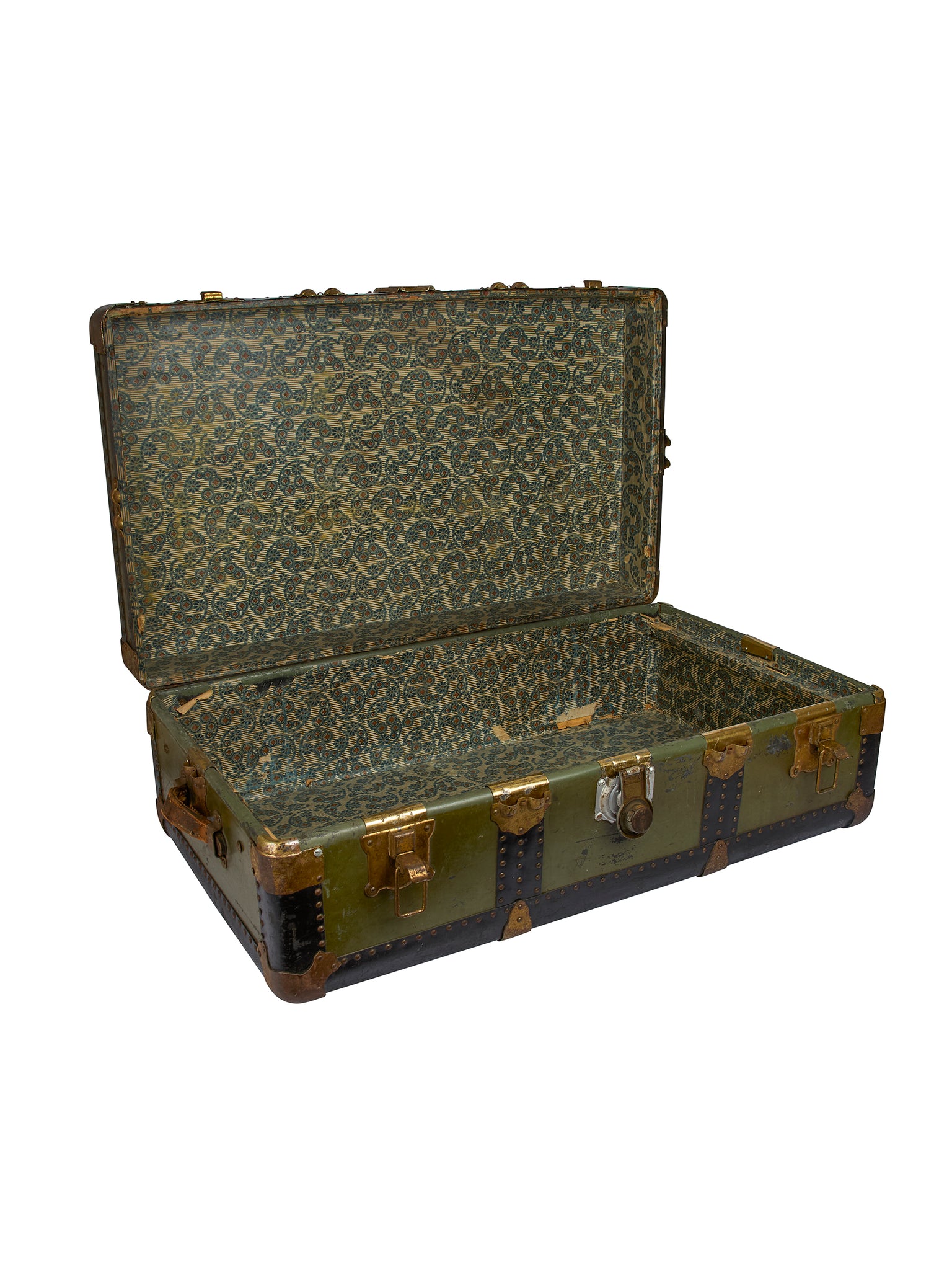 Vintage 1900 Green Travel Trunk Weston Table