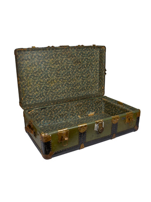  Vintage 1900 Green Travel Trunk Weston Table 
