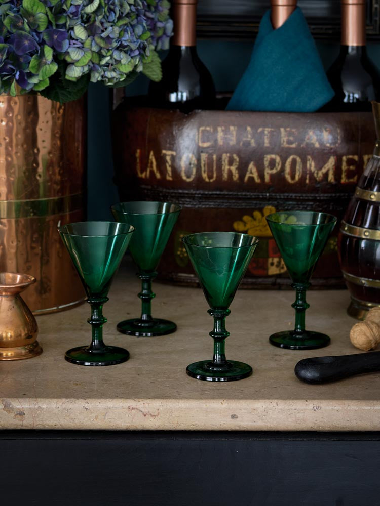 Vintage 1900 Italian Green Aperitif Glasses Weston Table