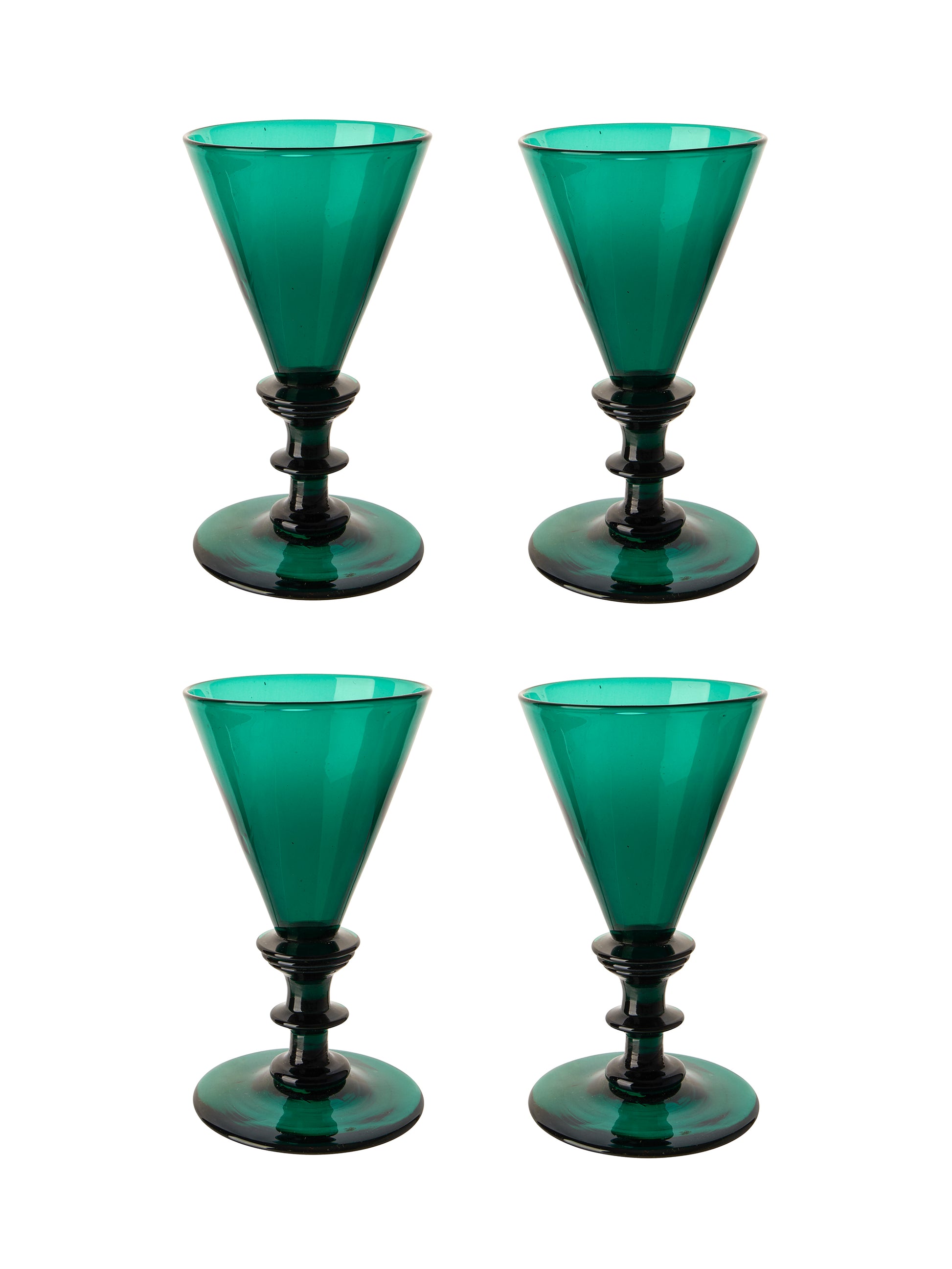 Vintage 1900 Italian Venetian Green Aperitif Glasses Weston Table