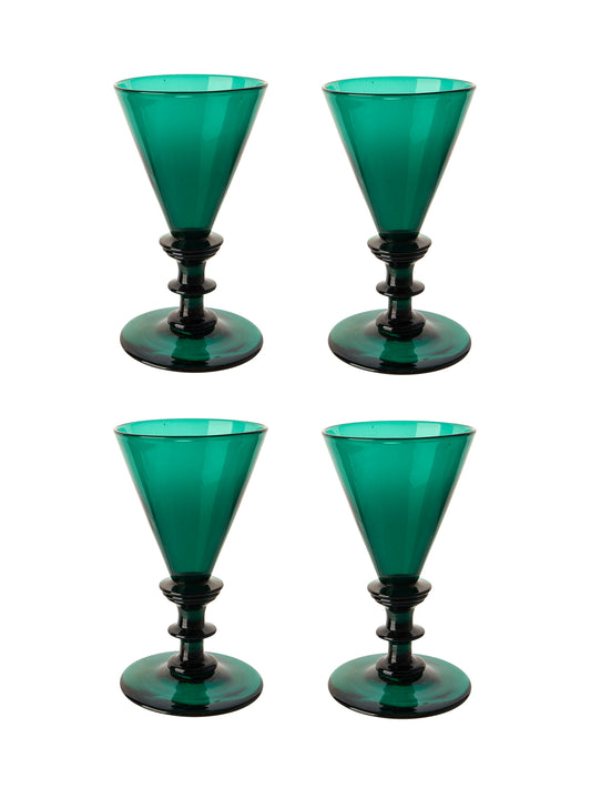 Vintage 1900 Italian Venetian Green Aperitif Glasses Weston Table