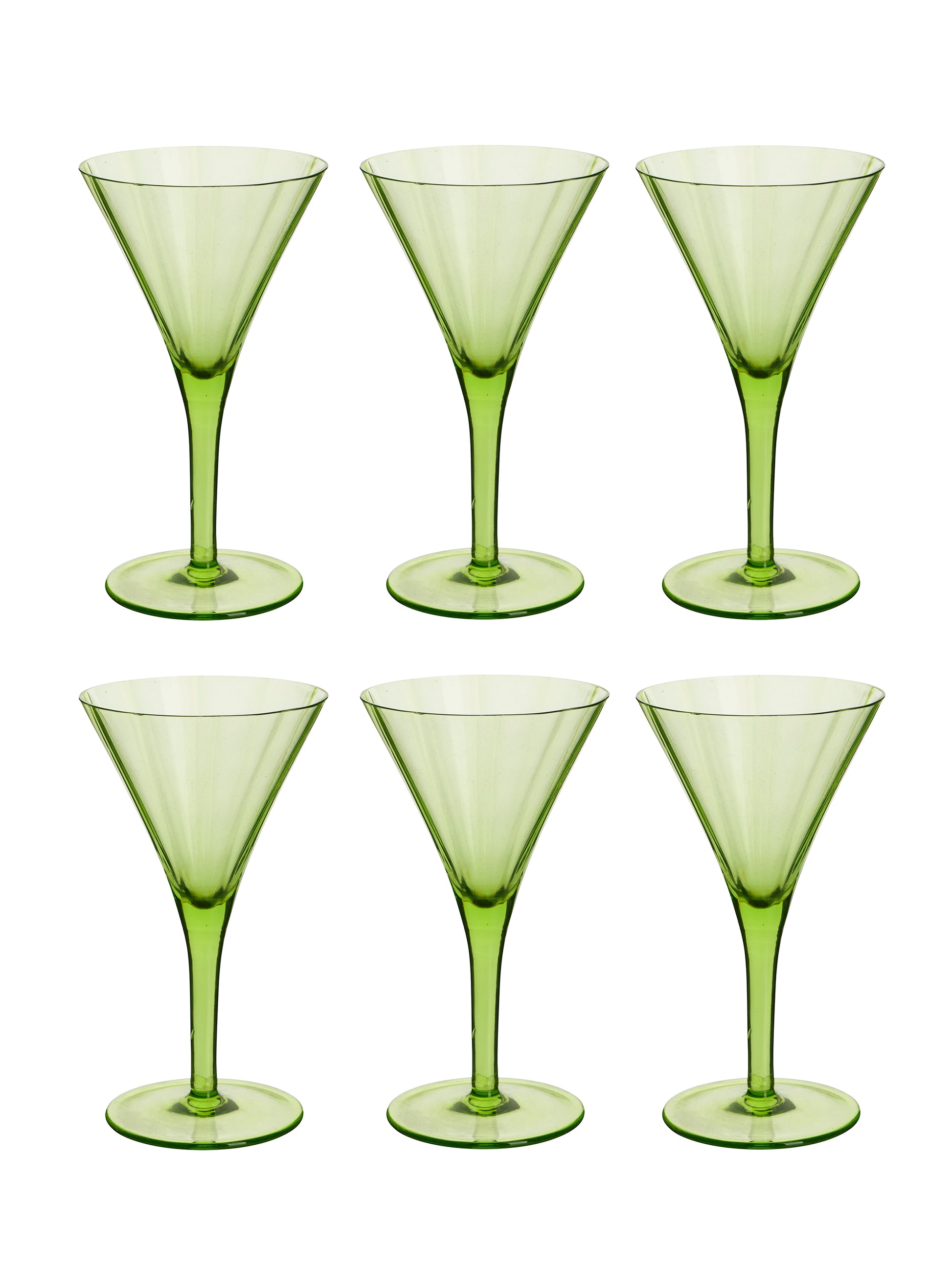 Vintage 1900 Italian Venetian Green Aperitif Glasses Set of Six Weston Table