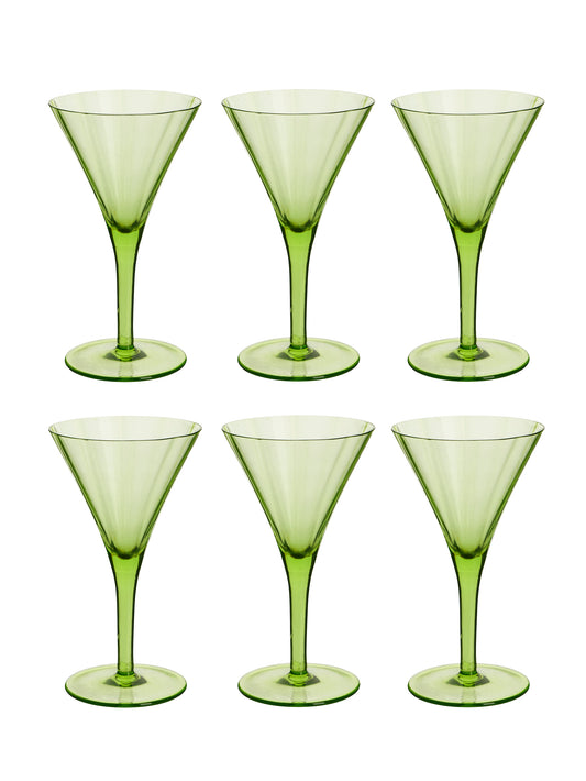 Vintage 1900 Italian Venetian Green Aperitif Glasses Set of Six Weston Table