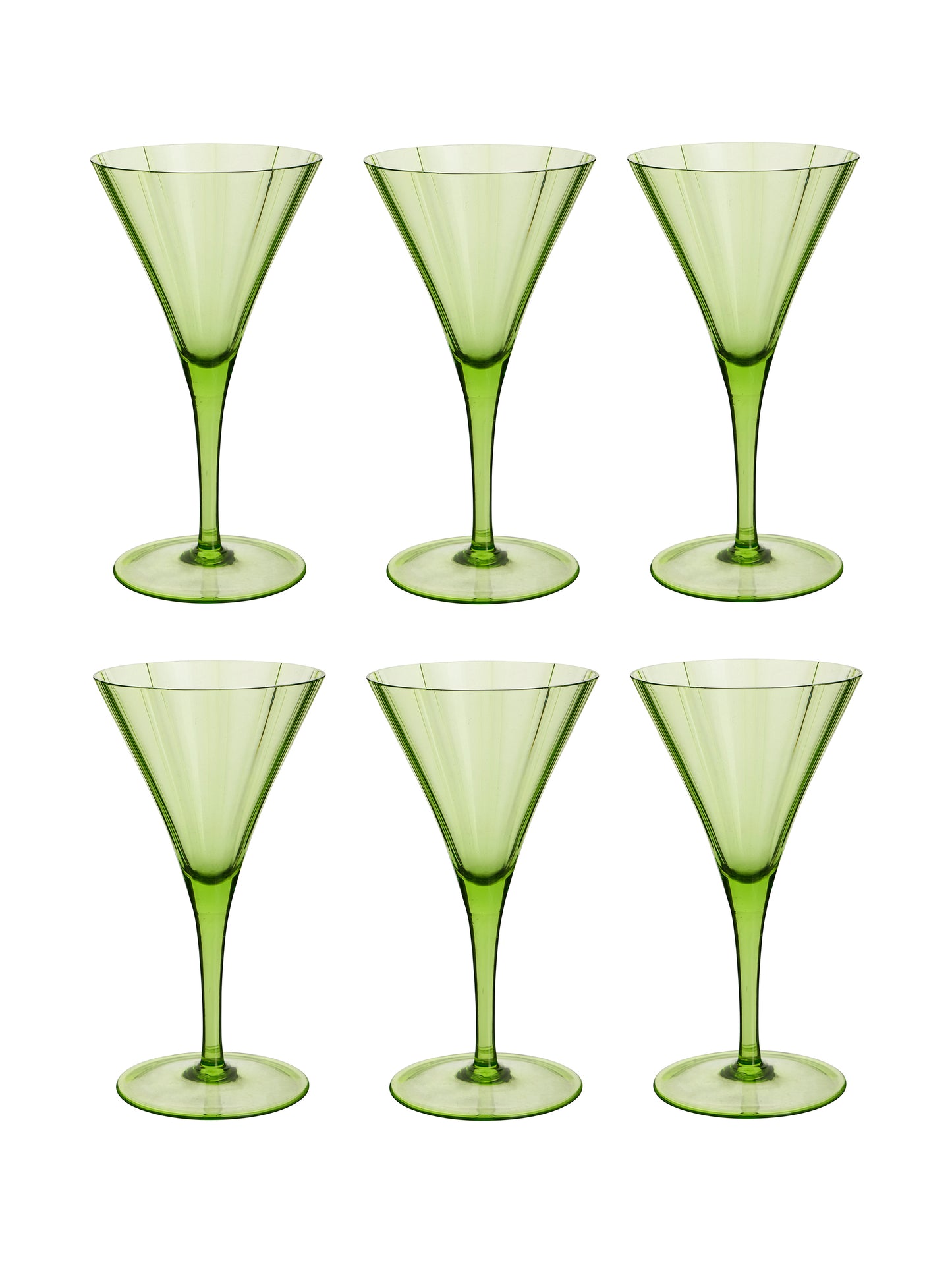 Vintage 1900 Italian Venetian Green Cocktail Glasses Set of Six Weston Table