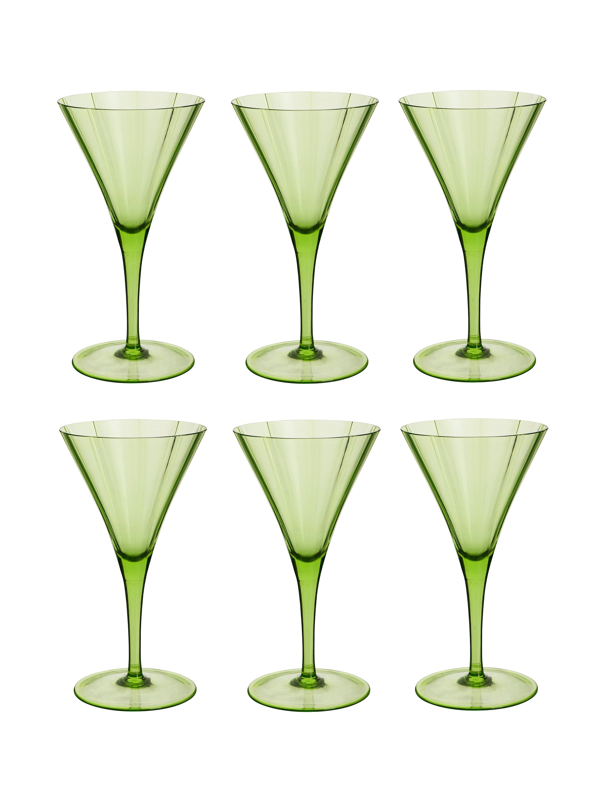 Vintage 1900 Italian Venetian Green Cocktail Glasses Set of Six Weston Table
