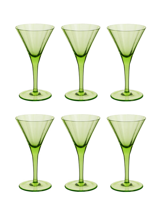 Vintage 1900 Italian Venetian Green Cordial Glasses Set of Six Weston Table