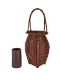 Vintage 1900 Japanese Woven Flower Vase Basket Weston Table