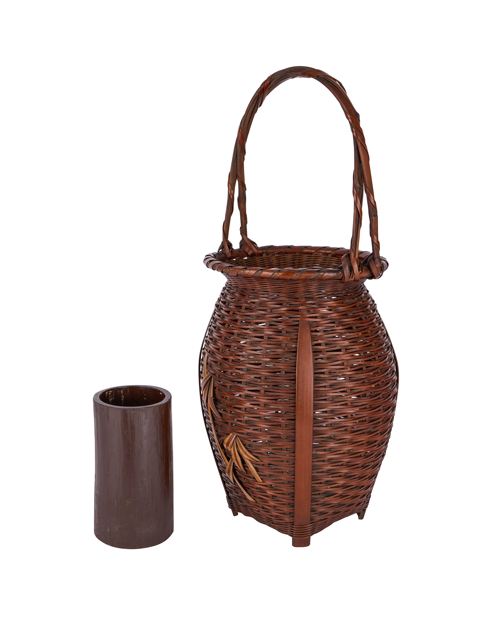 Vintage 1900 Japanese Woven Flower Vase Basket Weston Table