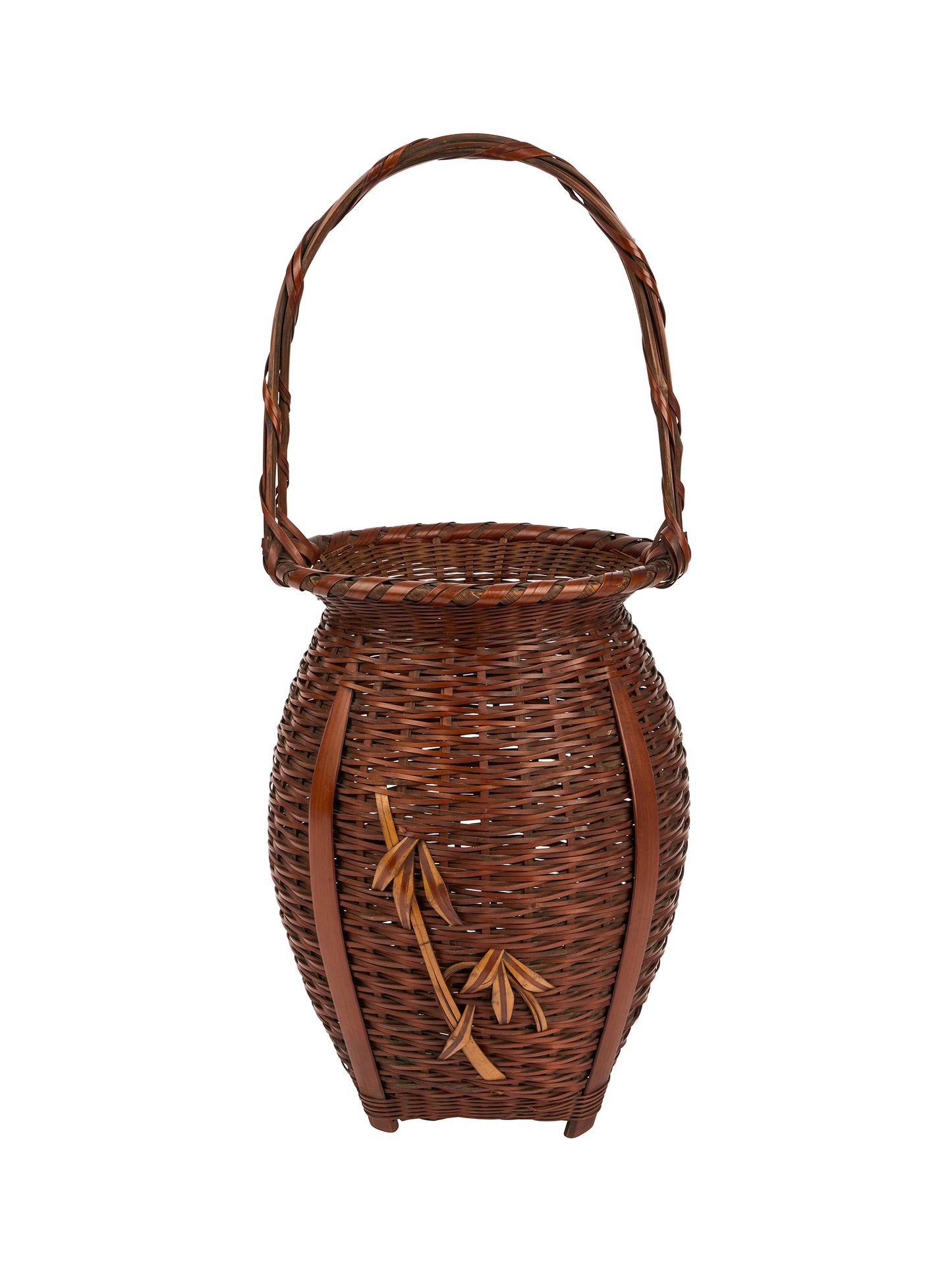 Vintage 1900 Japanese Woven Flower Vase Basket Weston Table