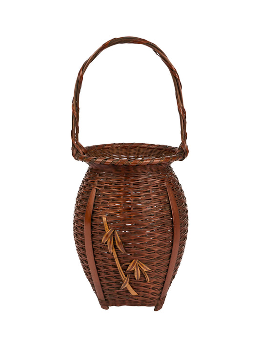 Vintage 1900 Japanese Woven Flower Vase Basket Weston Table