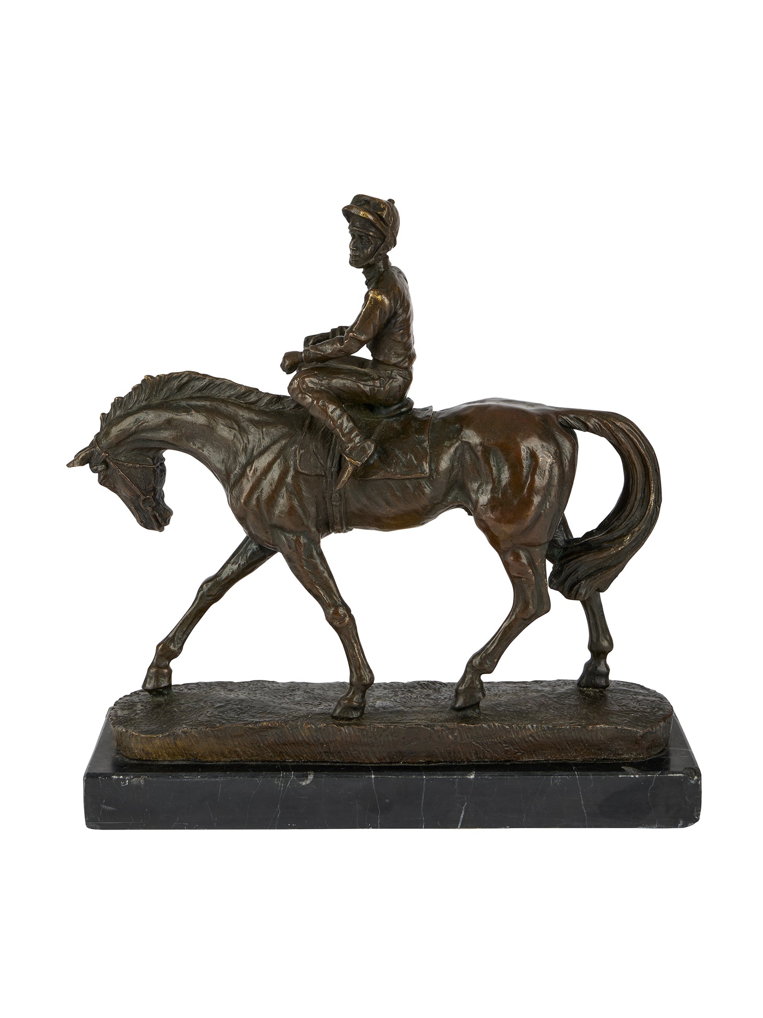 Vintage 1900 Jockey and Horse Bronze Sculpture Weston Table