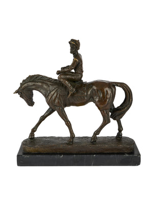  Vintage 1900 Jockey and Horse Bronze Sculpture Weston Table 