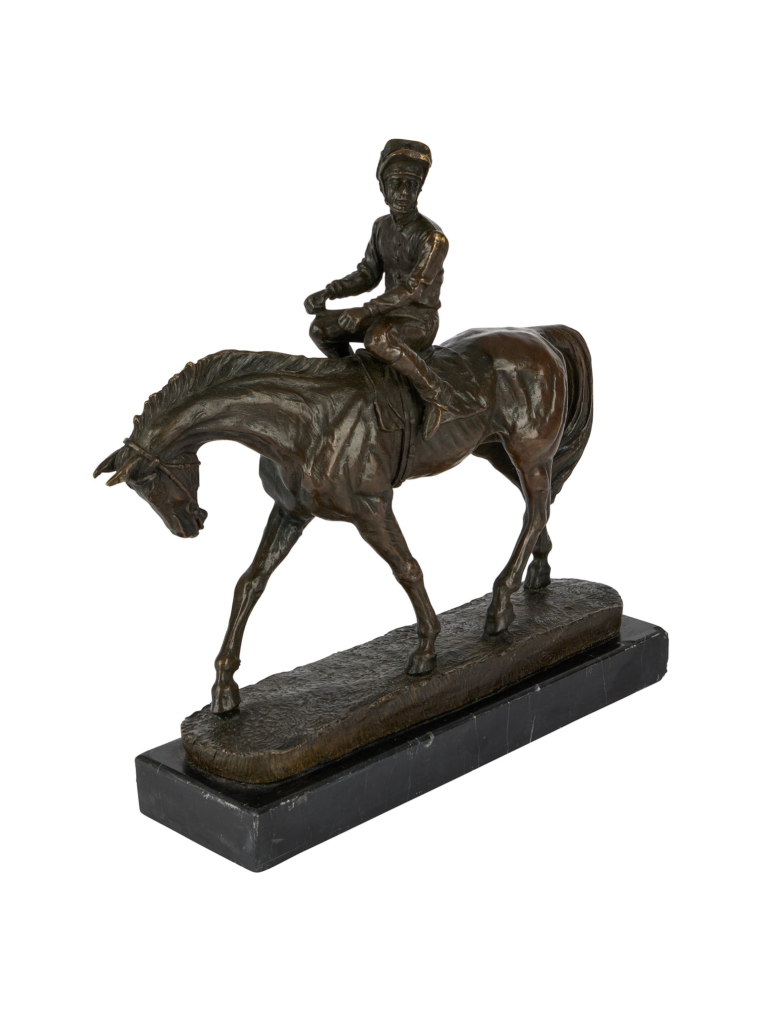 Vintage 1900 Jockey and Horse Bronze Sculpture Weston Table