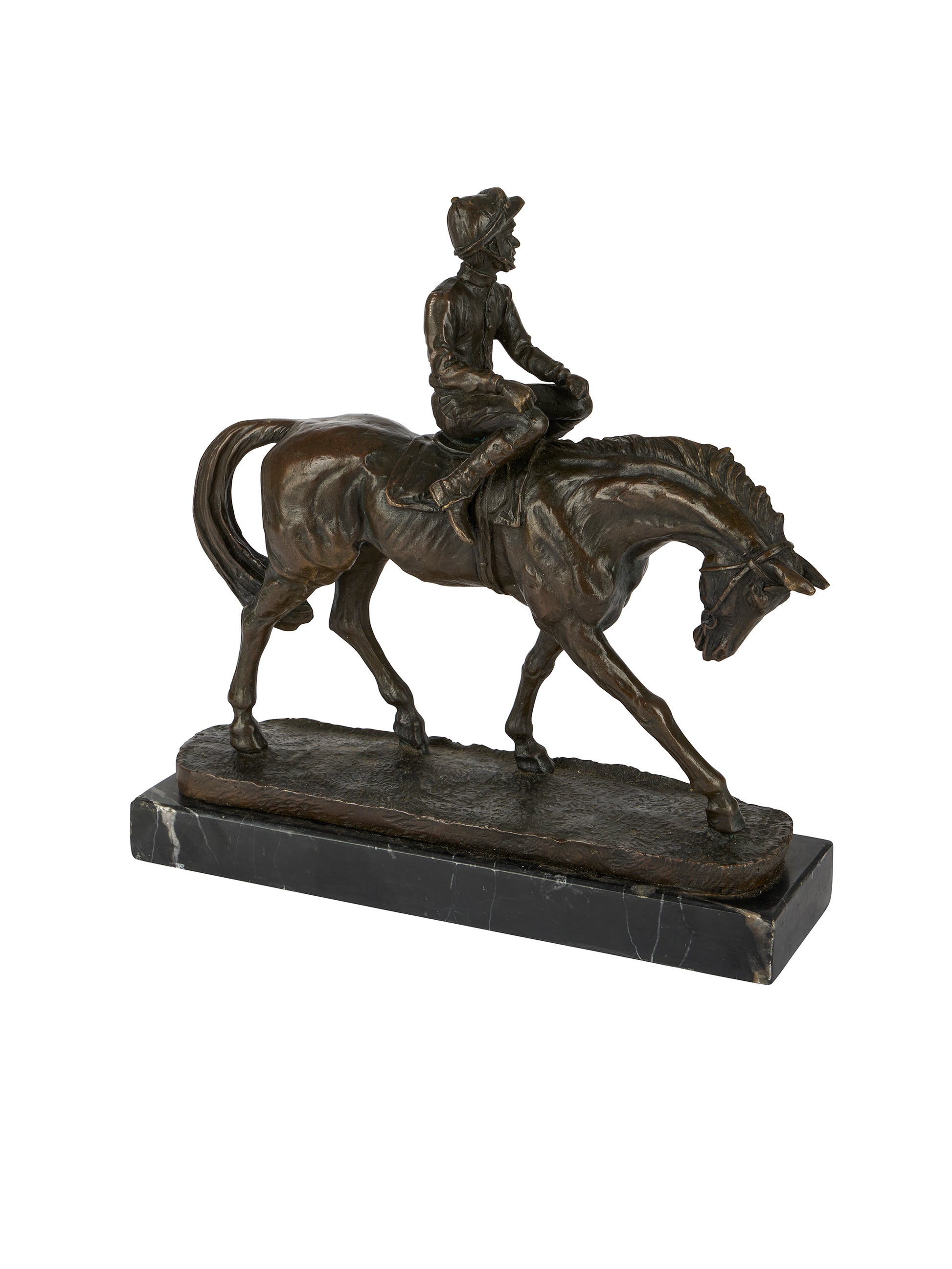 Vintage 1900 Jockey and Horse Bronze Sculpture Weston Table