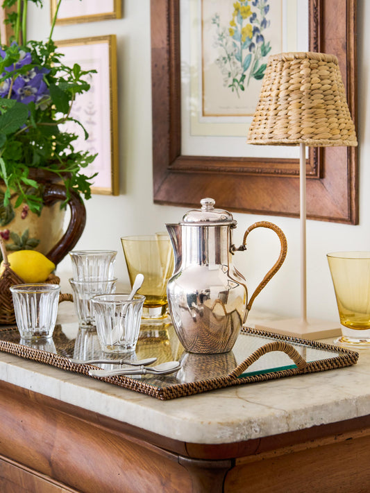Vintage 1900 Leather Wrapped Handle Silver Plate Coffee Pot Weston Table