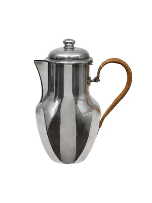  Vintage 1900 Leather Wrapped Handle Silver Plate Coffee Pot Weston Table 