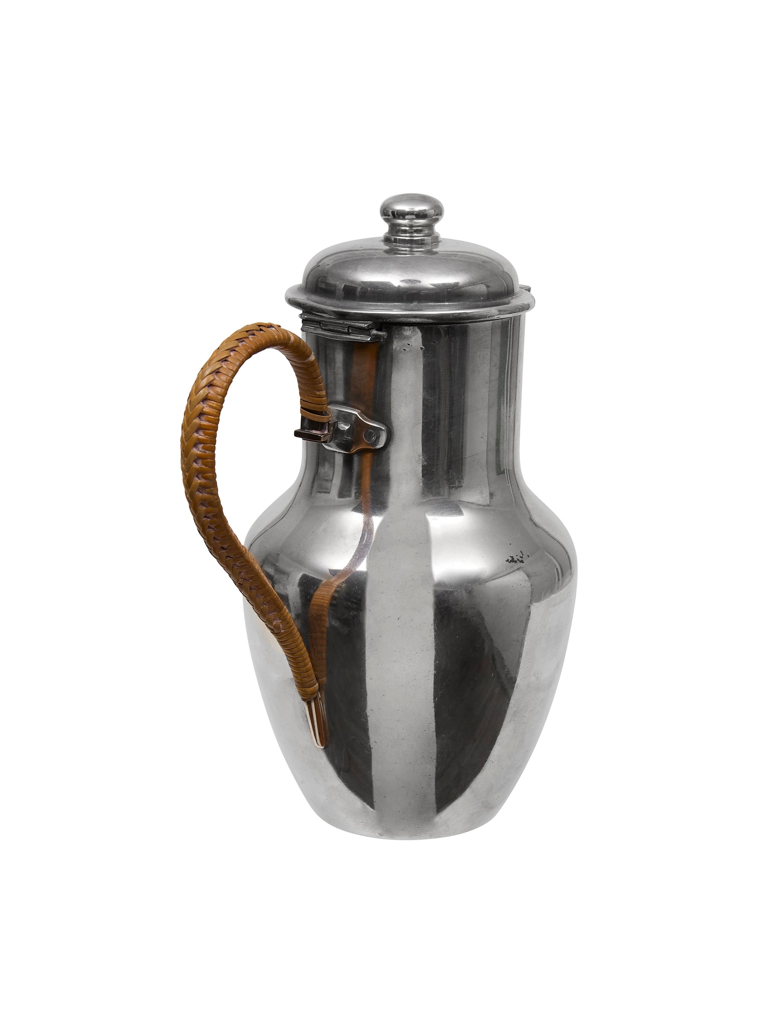 Vintage 1900 Leather Wrapped Handle Silver Plate Coffee Pot Weston Table