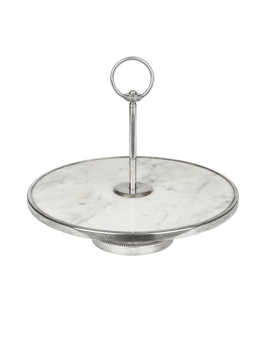 Vintage 1900 Marble French Hotel Silver Cheese Stand Weston Table