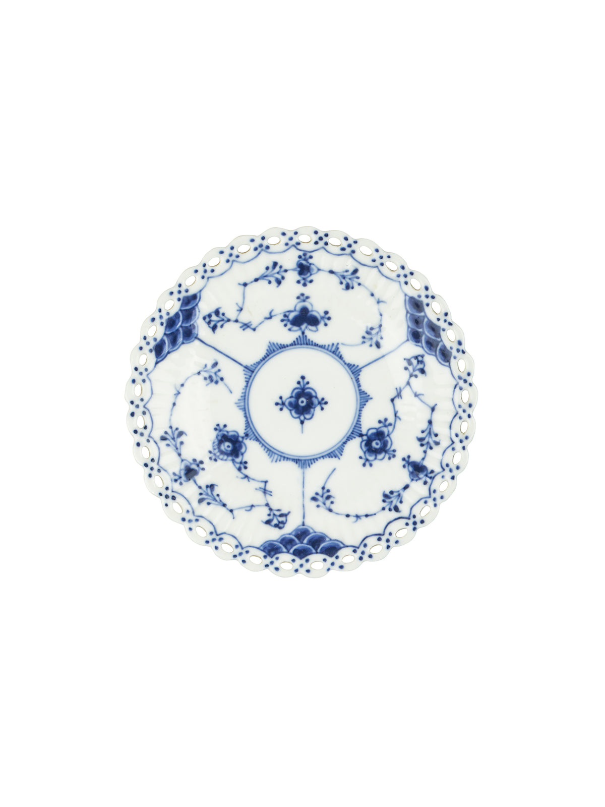 Vintage 1900 Royal Copenhagen Blue Fluted Full Lace Butter Plate Weston Table
