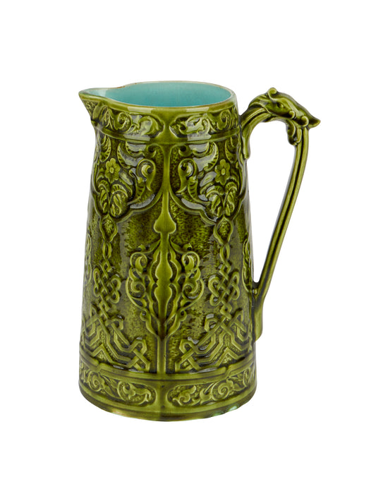 Vintage 1900 Sarreguemines Olive Tavern Pitcher Weston Table