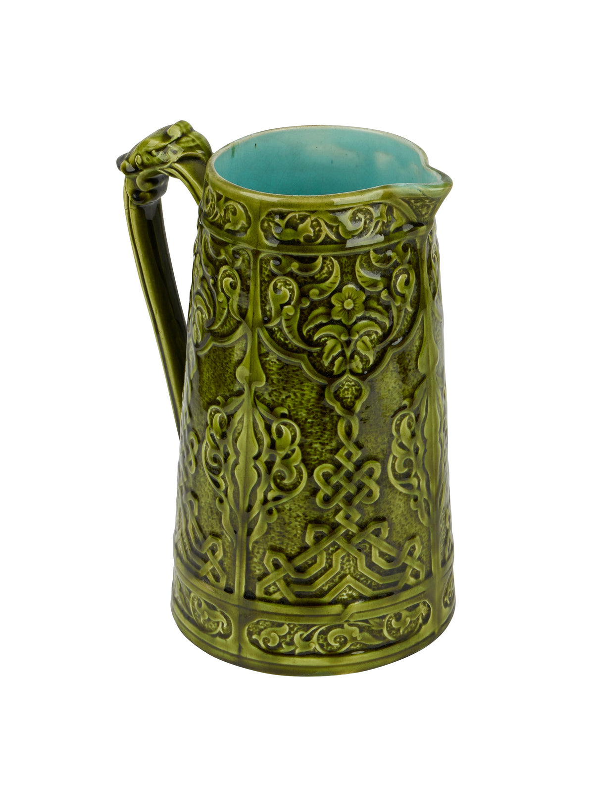 Vintage 1900 Sarreguemines Olive Tavern Pitcher Weston Table