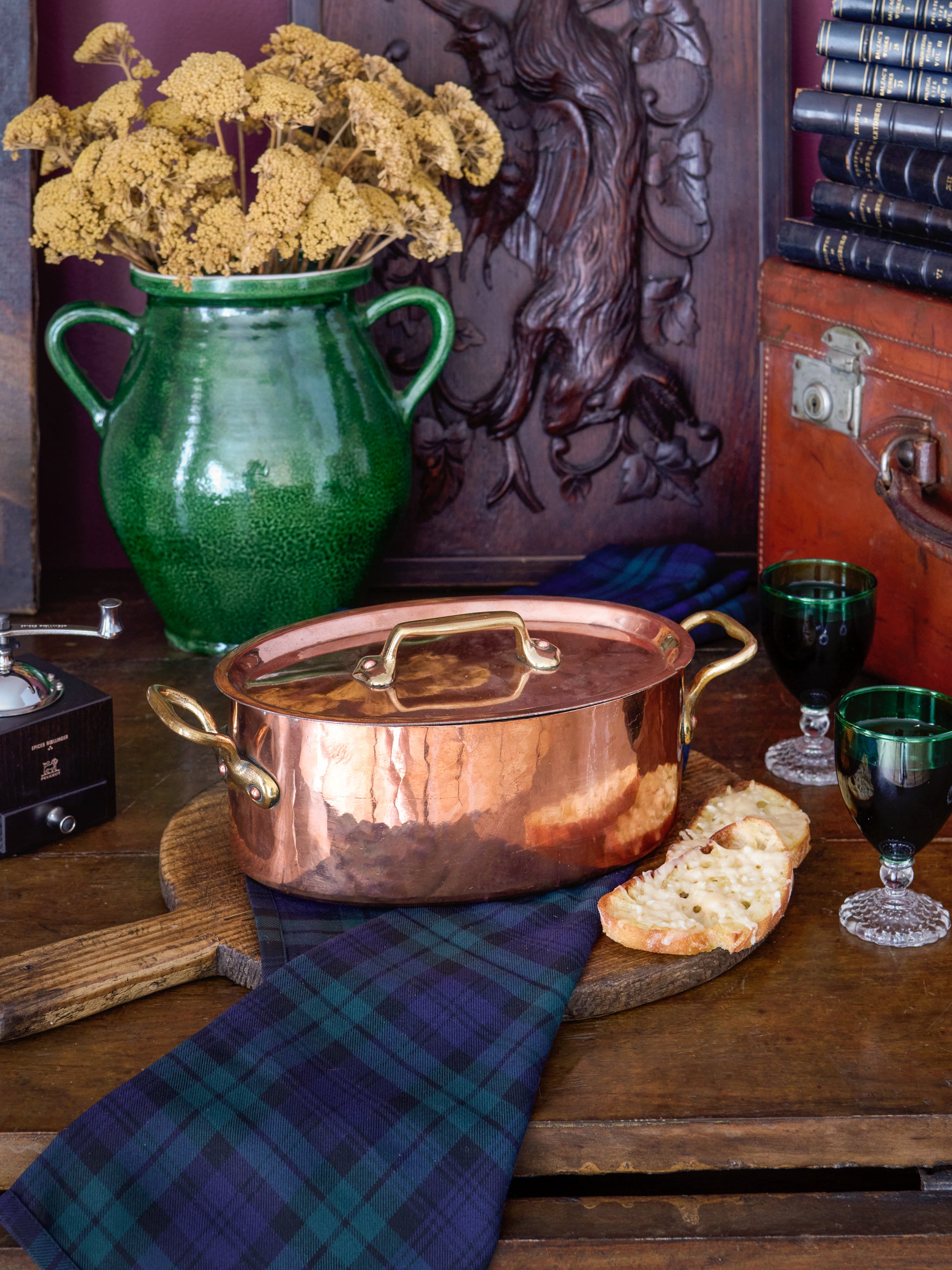 Vintage 1900 French Copper Casserole Weston Table