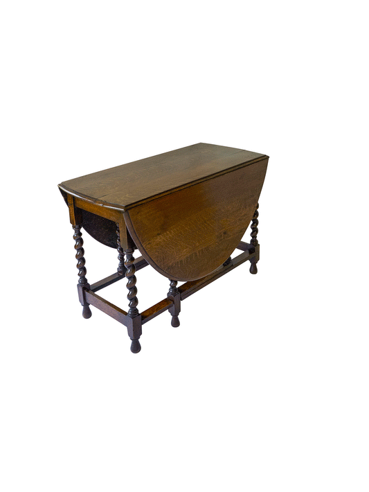 Vintage 1900s English Barley Twist Gate Leg Table Weston Table