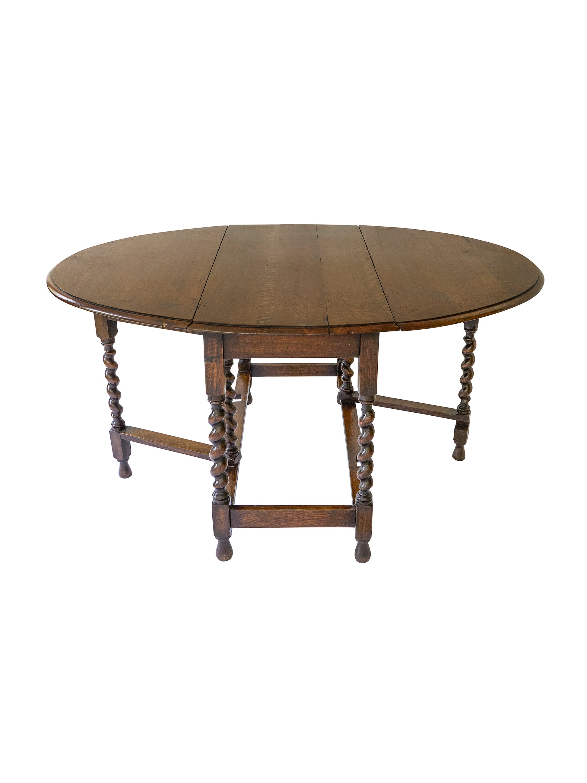 Vintage 1900s English Barley Twist Gate Leg Table Weston Table