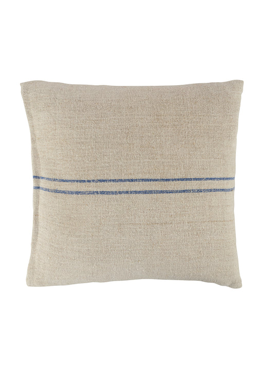 Vintage 1900s Flax Linen Thin Blue Striped Pillow Weston Table