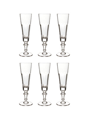  Vintage 1900s French Crystal Champagne Flutes Set of Six Weston Table 