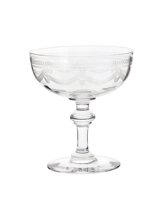 Vintage 1900s French Etched Cocktail Coupes Weston Table