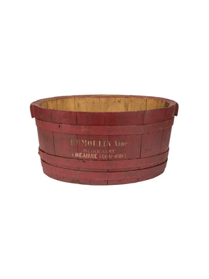  Vintage 1900s French Grape Harvesting Red Oak Bucket Weston Table 