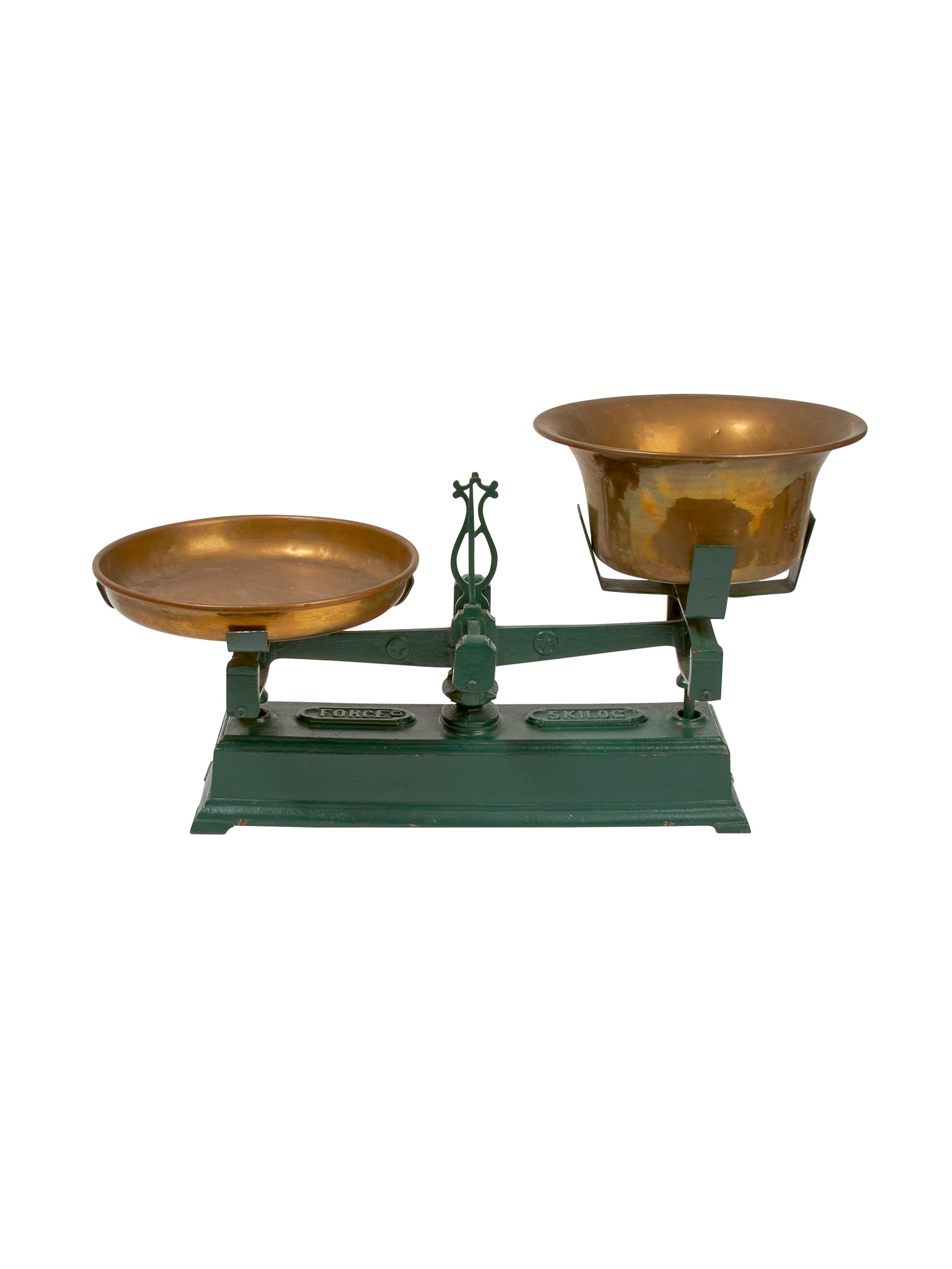 Vintage 1900s French Green Iron and Brass Force Scale Weston Table