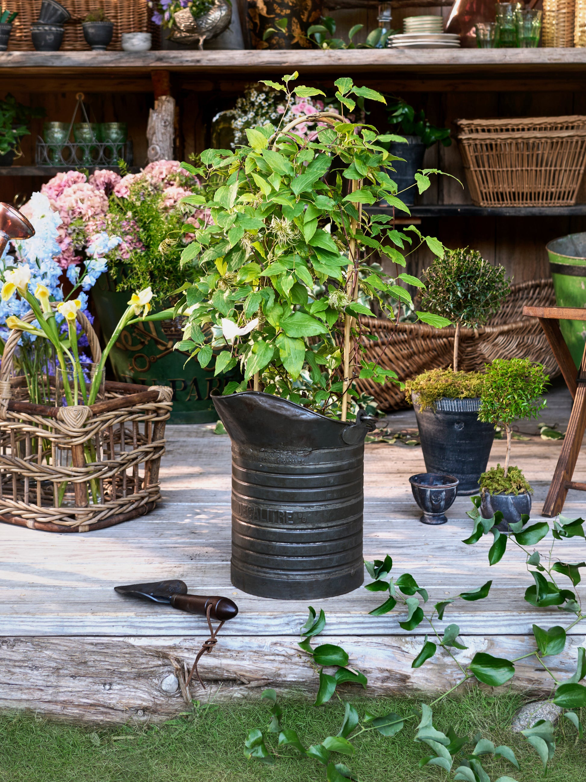 Vintage 1900s French Wine Tole Measure Three Weston Table