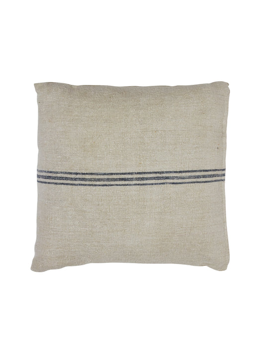 Vintage 1900s Linen Indigo Stripe XL Grain Sack Pillow Weston Table