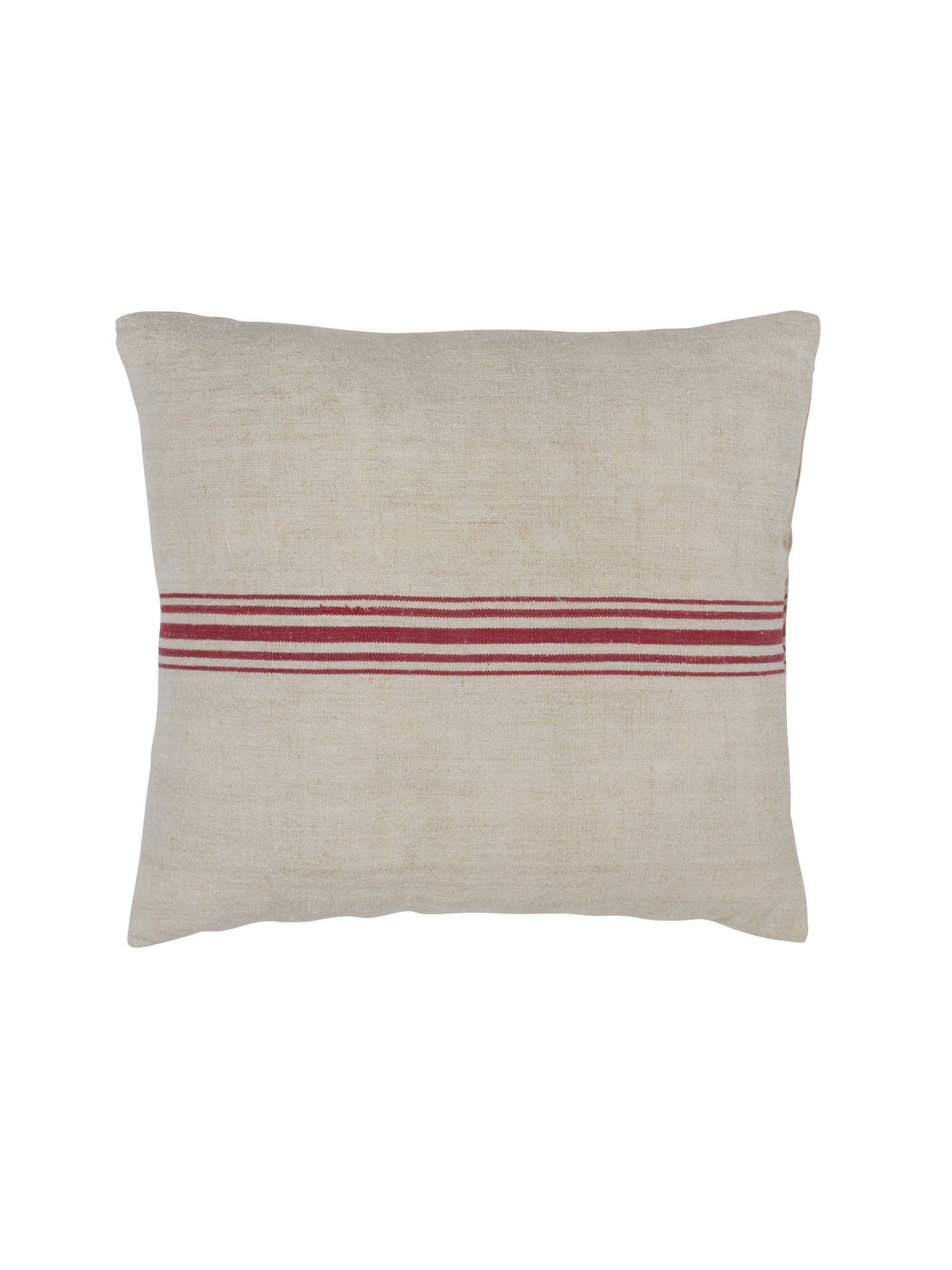 Vintage 1900s Linen Five Red Stripe Grain Sack Pillow Weston Table