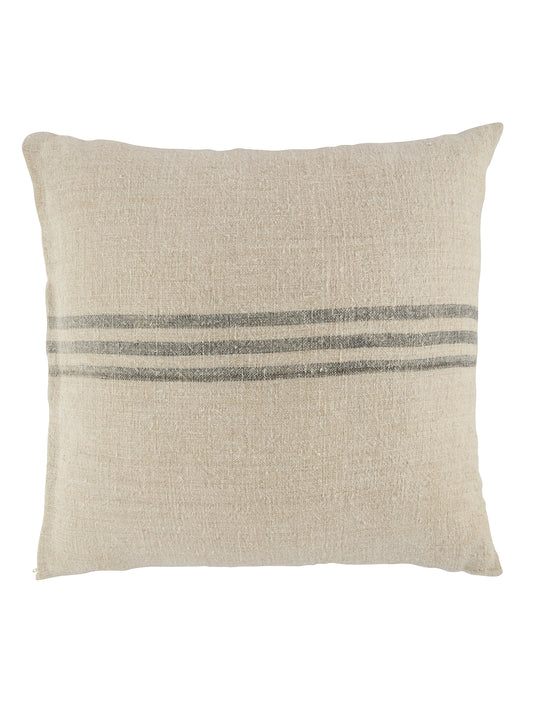 Vintage 1900s Linen Grey Striped Pillow Weston Table