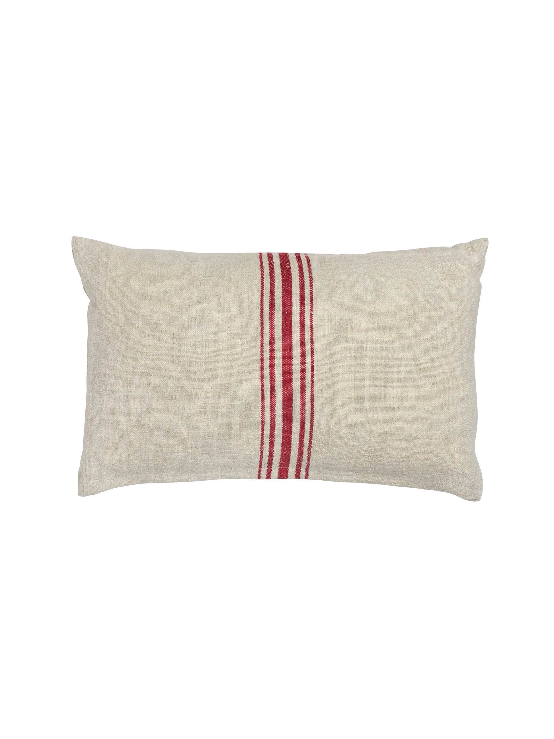 Vintage 1900s Linen Red Five Stripe Long Grain Sack Pillow Weston Table