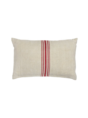  Vintage 1900s Linen Red Five Stripe Long Grain Sack Pillow Weston Table 