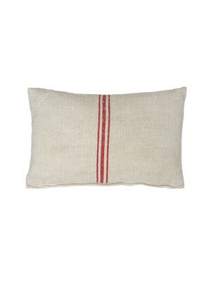  Vintage 1900s Linen Red Three Stripe Long Grain Sack Pillow Weston Table 