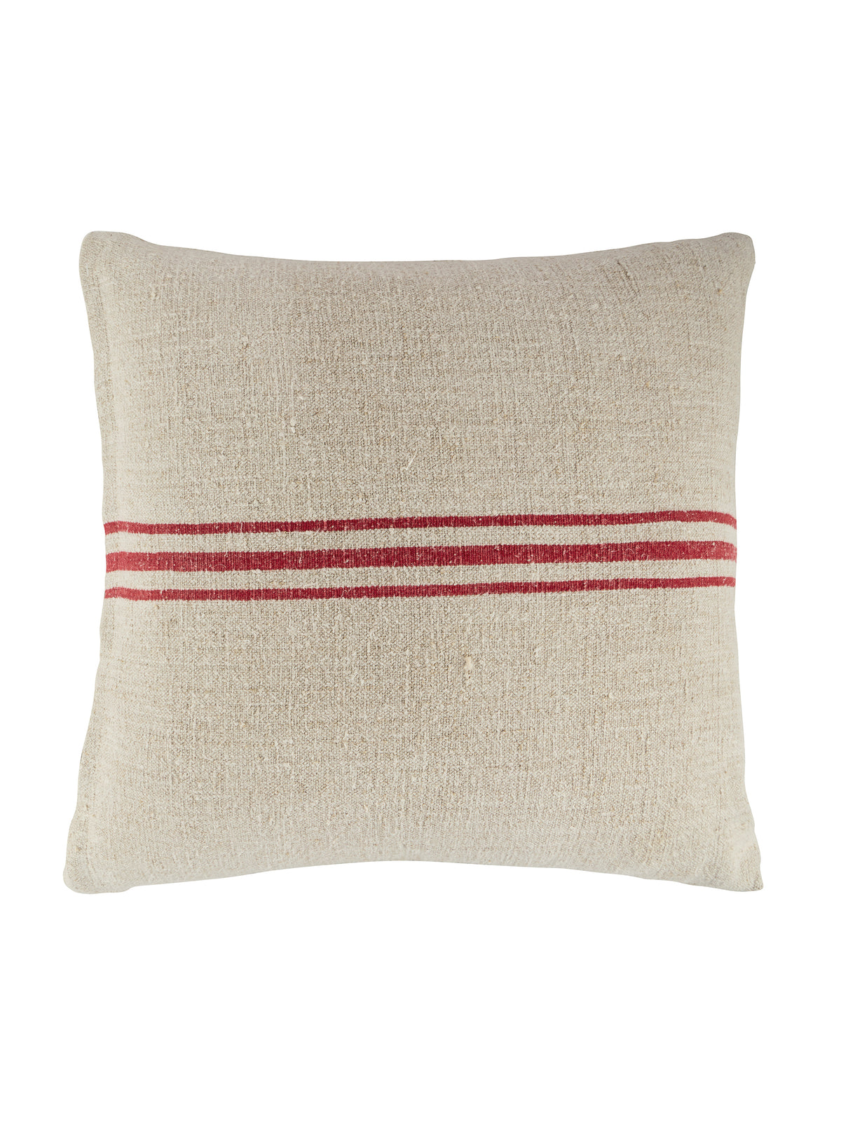 Vintage 1890s Linen Three Red Striped Pillow