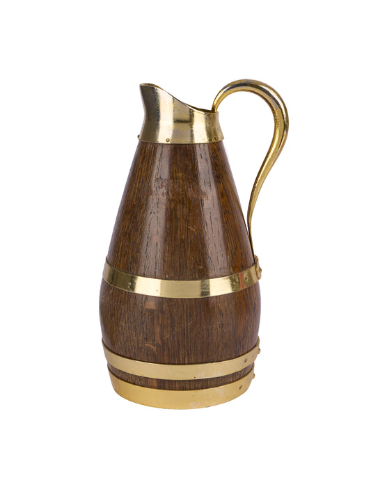 Vintage 1900s Small Brass Coopered Wood Cider Jug Weston Table
